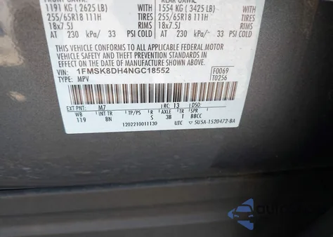 2022 Ford Explorer Xlt z USA, uszkodzony, nr VIN 1FMSK8DH4NGC18552